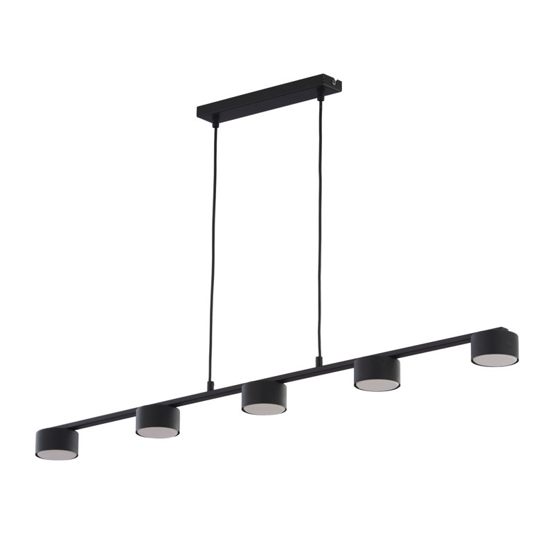 Dallas 5 - Light Stainless Steel Kitchen Island Pendant, Black