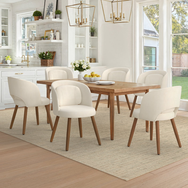 Ensemble de chaises de salle à manger rembourrées Katherine (ensemble de 6), Chenille beige