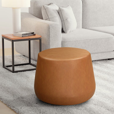 Grasmere 24" Wide Vegan Leather Ottoman Carmel