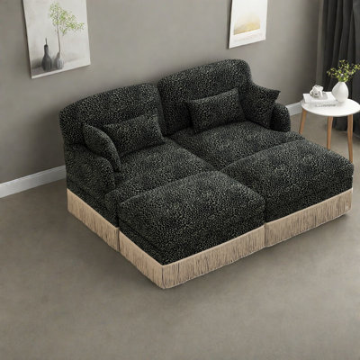 Deep Seat Chenille Sofas, Modern Leopard Loveseat With Ottomans For Home