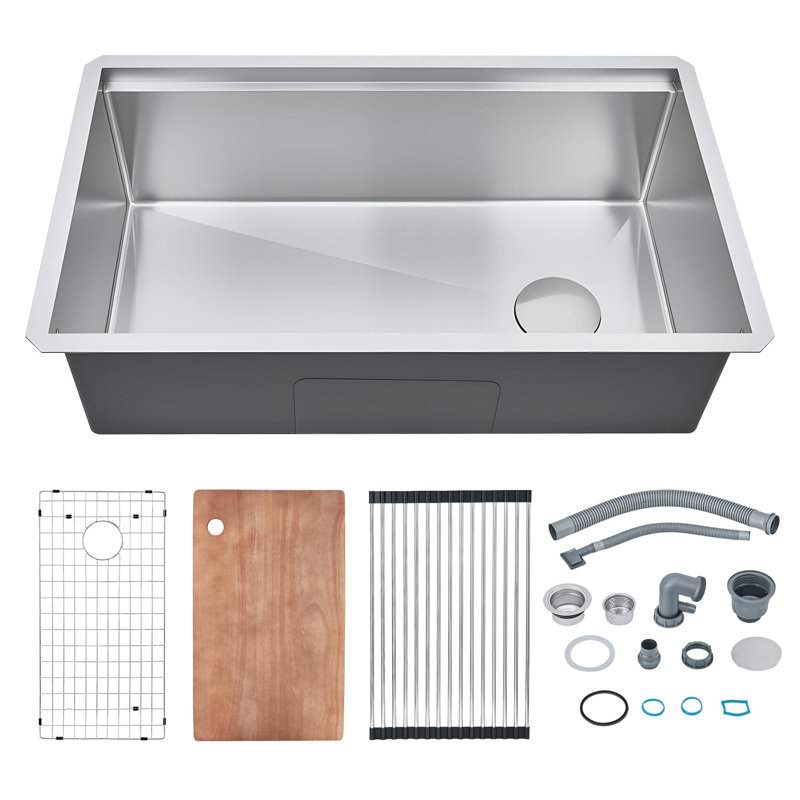 Belfry Kitchen 19mm W Single Bowl Stainless Steel Drop-In Kitchen Sink