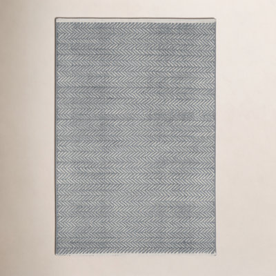 Herringbone Swedish Blue Hand-Woven Cotton Rug