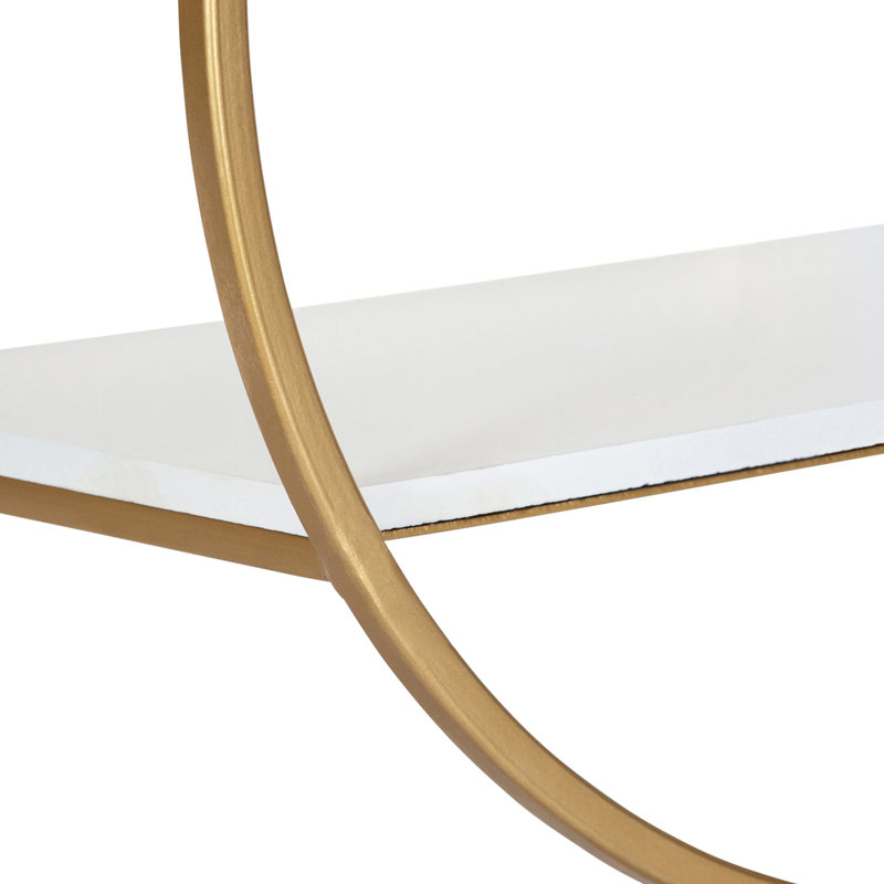 Eugine 2 Piece Circle Metal Accent Shelf, White/Gold