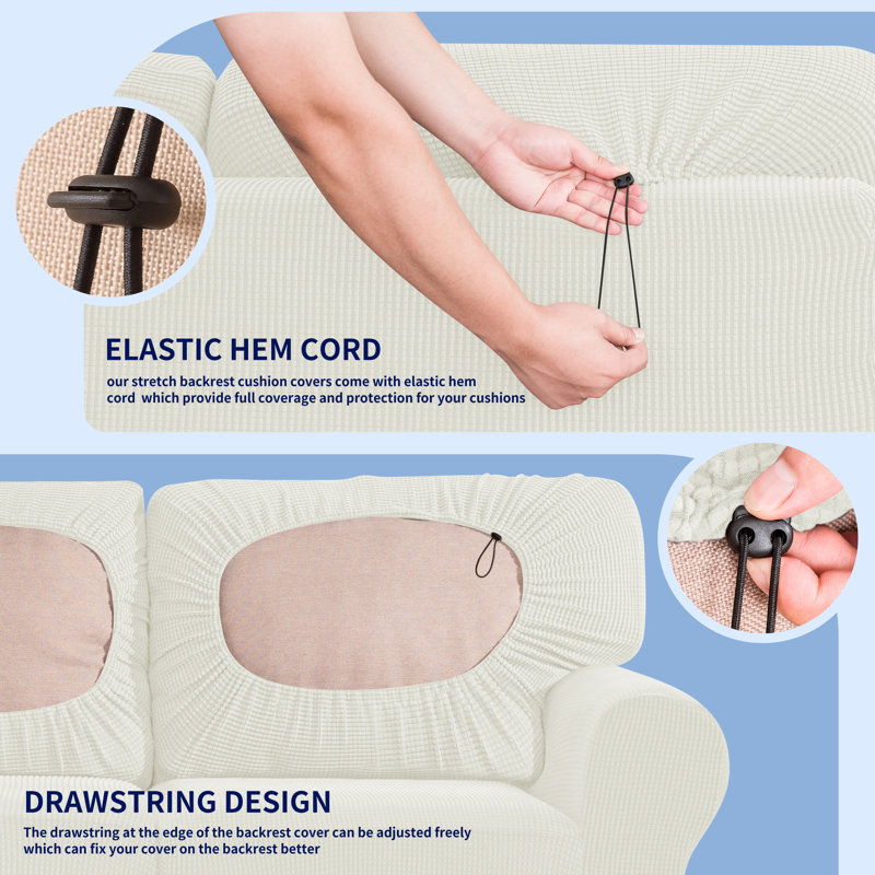 3 Seater Stretch Separate Box Cushion Sofa Slipcover, White