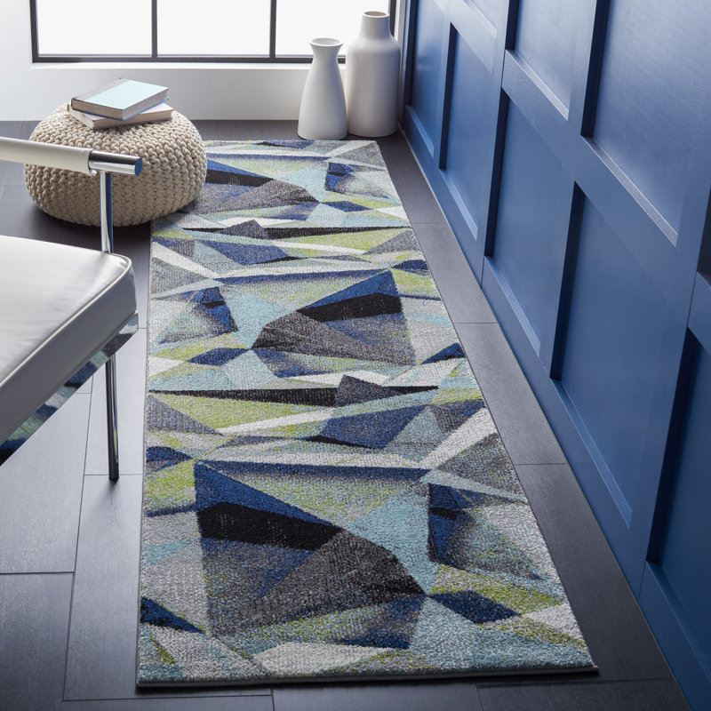 Tapis à motif abstrait Mihrije Porcello, Tapis de couloir 2 pi 3 po x 8 pi