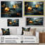 Collage abstrait sarcelle doré, reflets I - impression-845701400-845701401