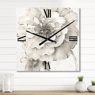 Indigold Grey Pivoines I - Horloge murale traditionnelle