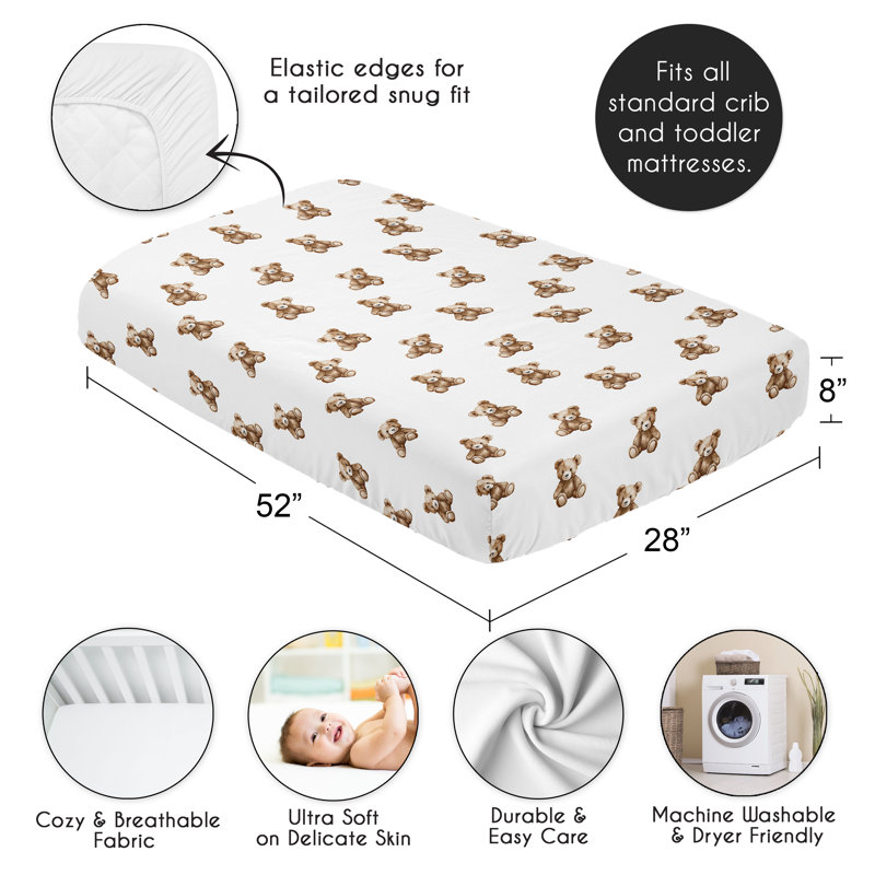 Boho Teddy Bear Fitted Crib Sheet