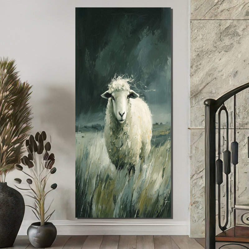 Art mural mural «Mouton», H 60 po x l 28 po, Toile tendue, Ne s’applique pas