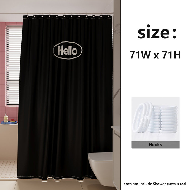 Rideau de douche en polyester, Noir, noir, noir, noir