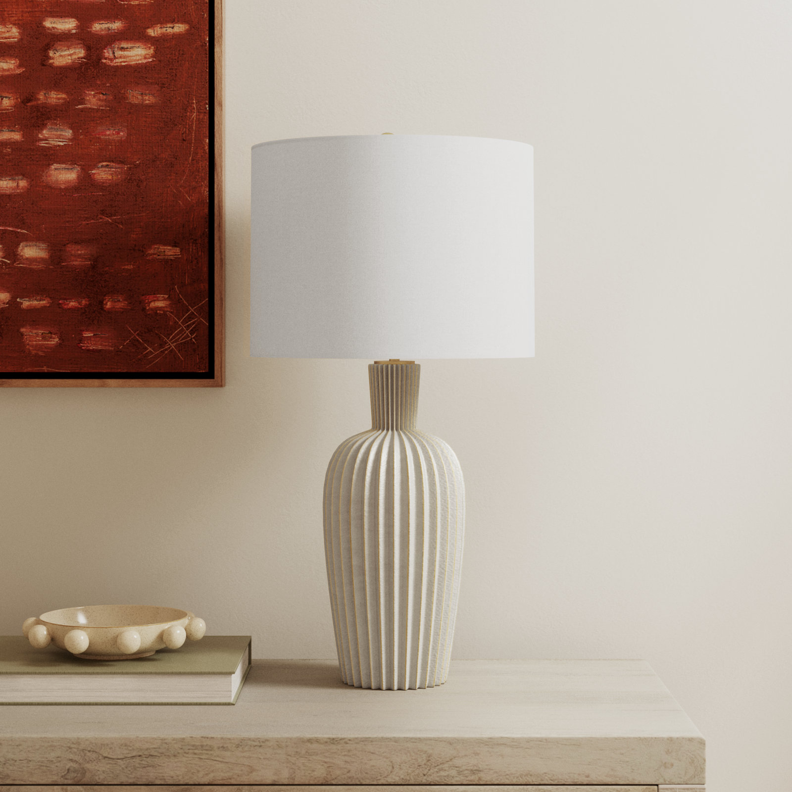 Quinta Resin Table Lamp, Light Gray