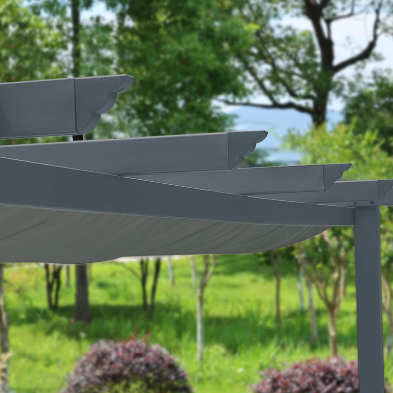 Aoodor Aluminum Pergola with Canopy, Dark Gray, 10 ft. x 10 ft.