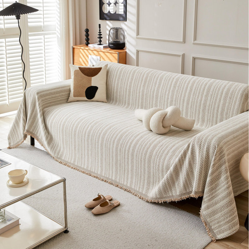 Housse de canapé Housse de canapé en chenille Housse de canapé chic et lavable, H 71 po x l 134 po, Chenille brun
