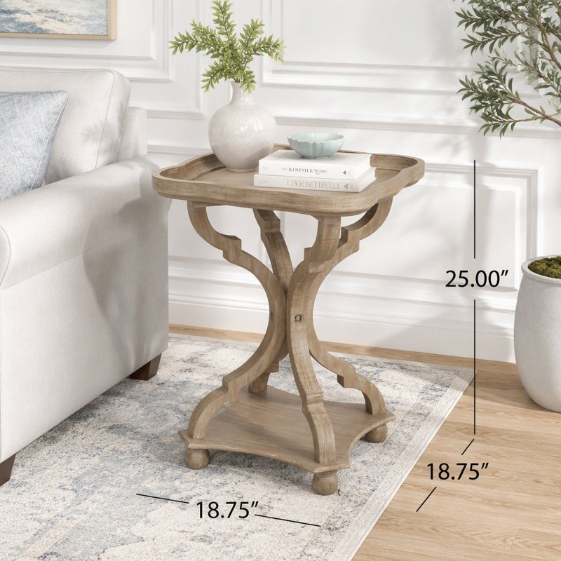 Table d'appoint French Country avec base en sablier, Naturel