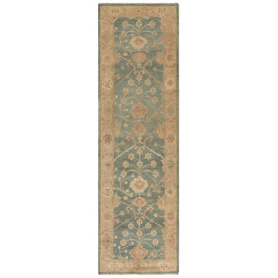 Oushak Oriental Hand-Knotted Wool Medium Blue/Green Area Rug