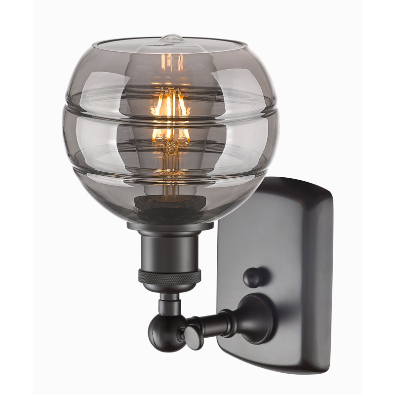 Applique murale 1 lumière Ballston Bienes, Bronze huilé, H 8,88 po x l 5,88 po x P 7,06 po, Gris fumée clair