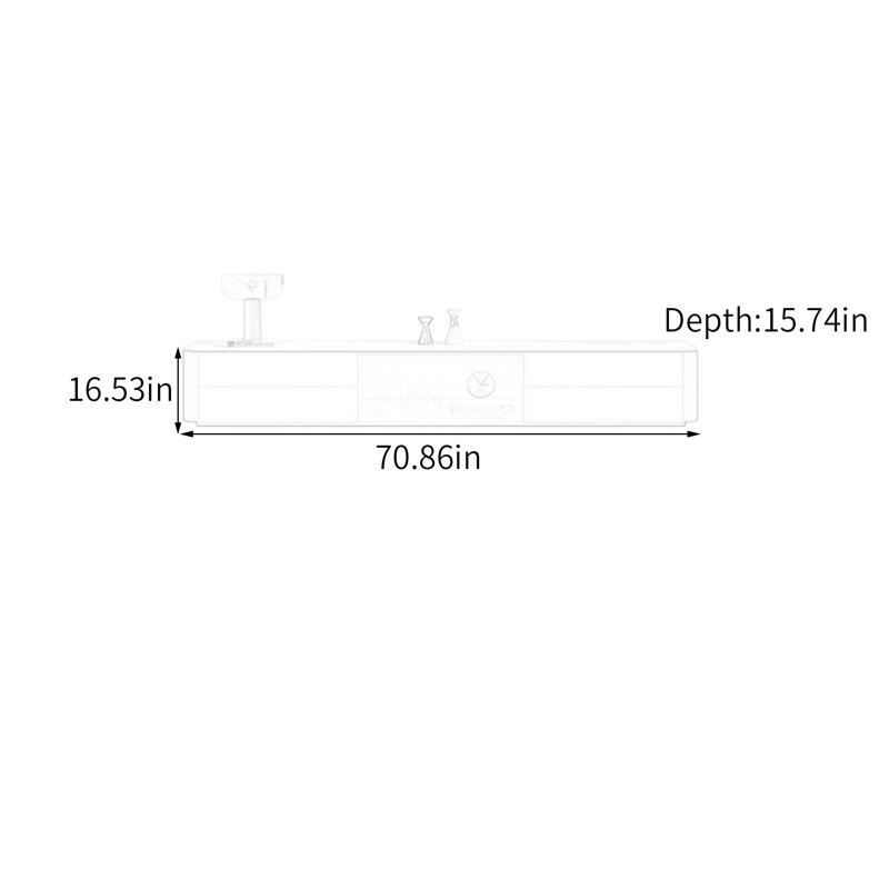 Osbourne, 16.53"H x 70.86"L x 15.74"W, White/Gray