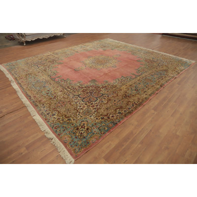 Vegetable Dye Pink Floral Large Rug 11x12