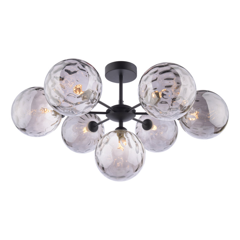 COHEN 7LT SEMI FLUSH GLS, 32" H x 59" W x 59" D, Matt Black/Gray