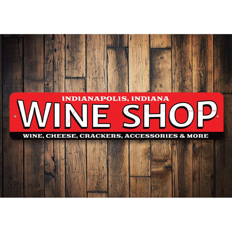 Enseigne en aluminium Wine Shop, H 6 po x l 24 po x P 0,06 po