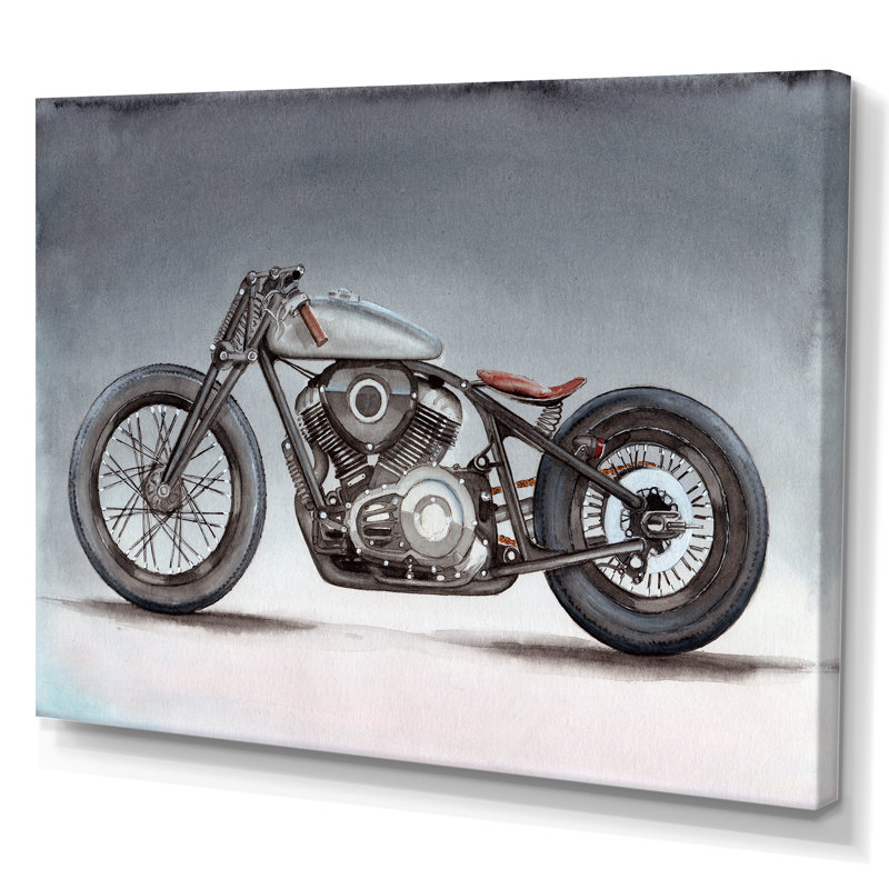 Moto personnalisée sur fond gris - impression sur toile, H 16 po x l 32 po x P 1 po, Toile tendue