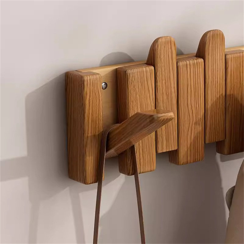 Melodywood Piano-Inspired Solid Wood Coat Rack, Tan