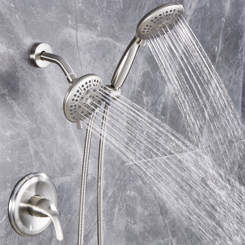 Dual Head Shower Faucets & Systems with Rough in-Valve, Brushed Nickel
