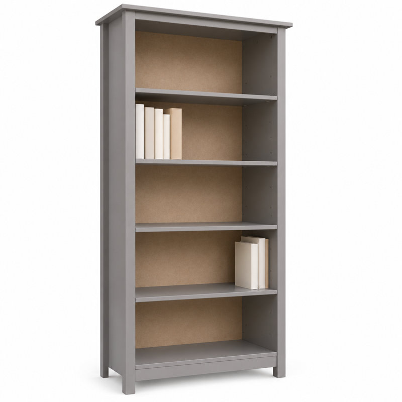Bibliothèque en bois de pin massif Albrecht, Gris