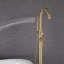 Robinet de baignoire autoportant 48,43 po à poignée simple moderne en acier inoxydable avec douche à main-134381402