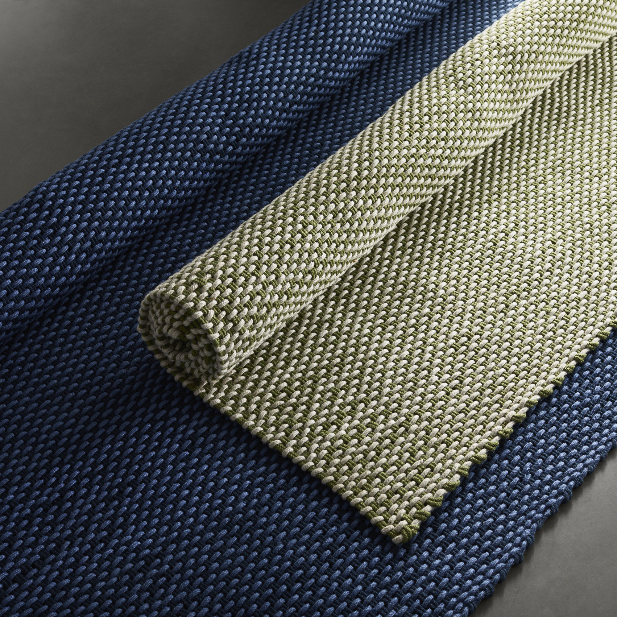 Marseille Hand Woven Geometric Blue Indoor Outdoor Rug, Runner 2'6" x 8'