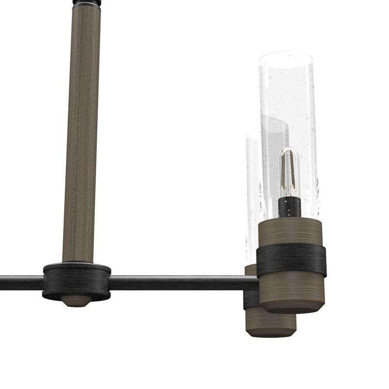 Lustre linéaire à 6 lumières pour îlot de cuisine River Mill, Fer rustique