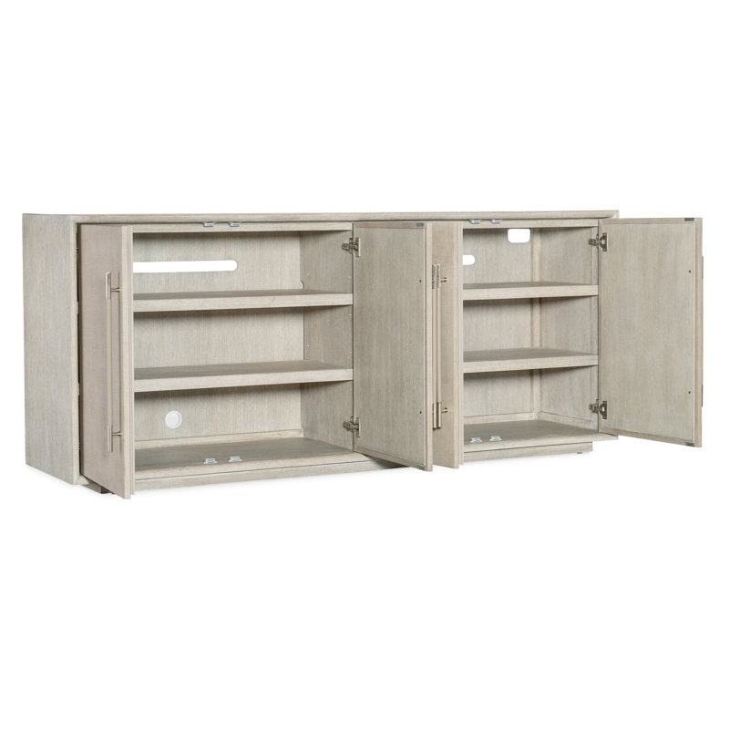 Light Wood Diamond Finish Modern Entertainment Console with Cabinet