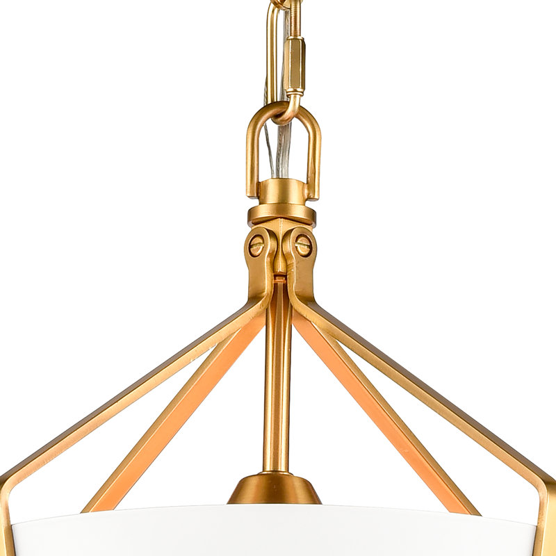 Luminaire suspendu 1 lumière de 10,5 po de large Latshaw - laiton satiné, Blanc, Laiton