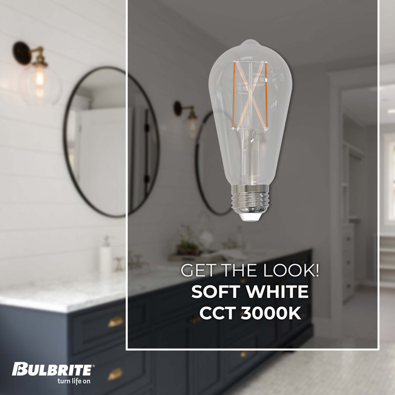 Warm White Dimmable LED Filament Bulb, 2 Pack
