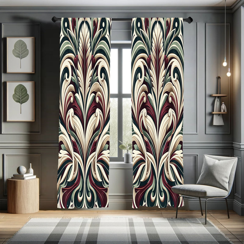 Kanesha Semi Sheer Curtain Pair, 56" W x 63" L