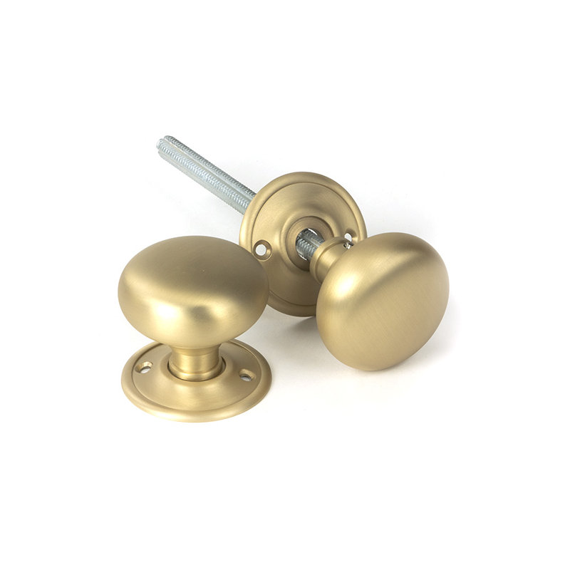 Mushroom Interior Mortise Knobset, Satin Brass