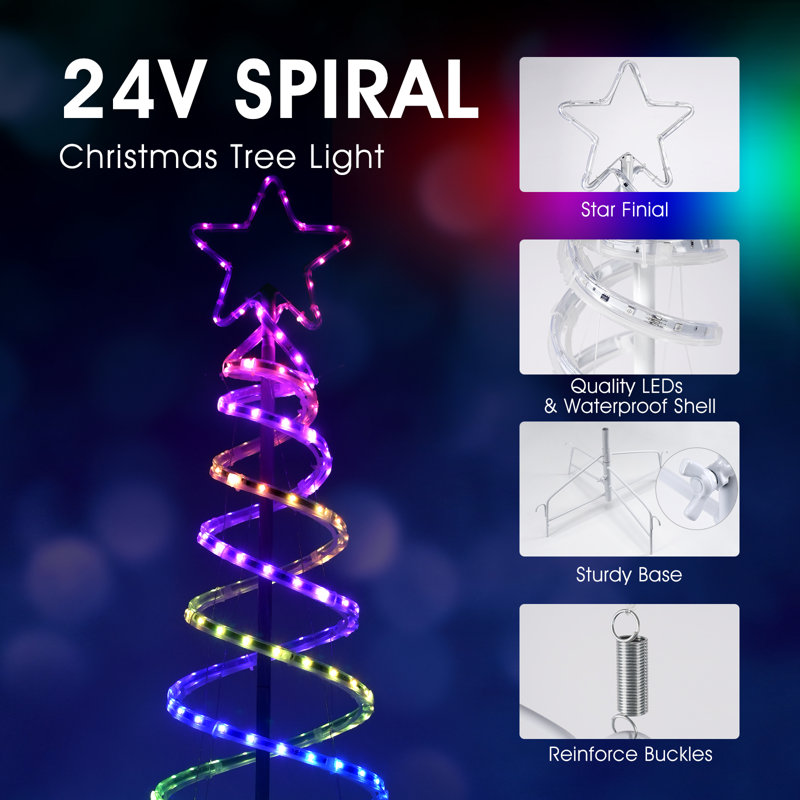 Lampe d'arbre à DEL en spirale pour Noël, H 60 po x l 20 po x P 20 po