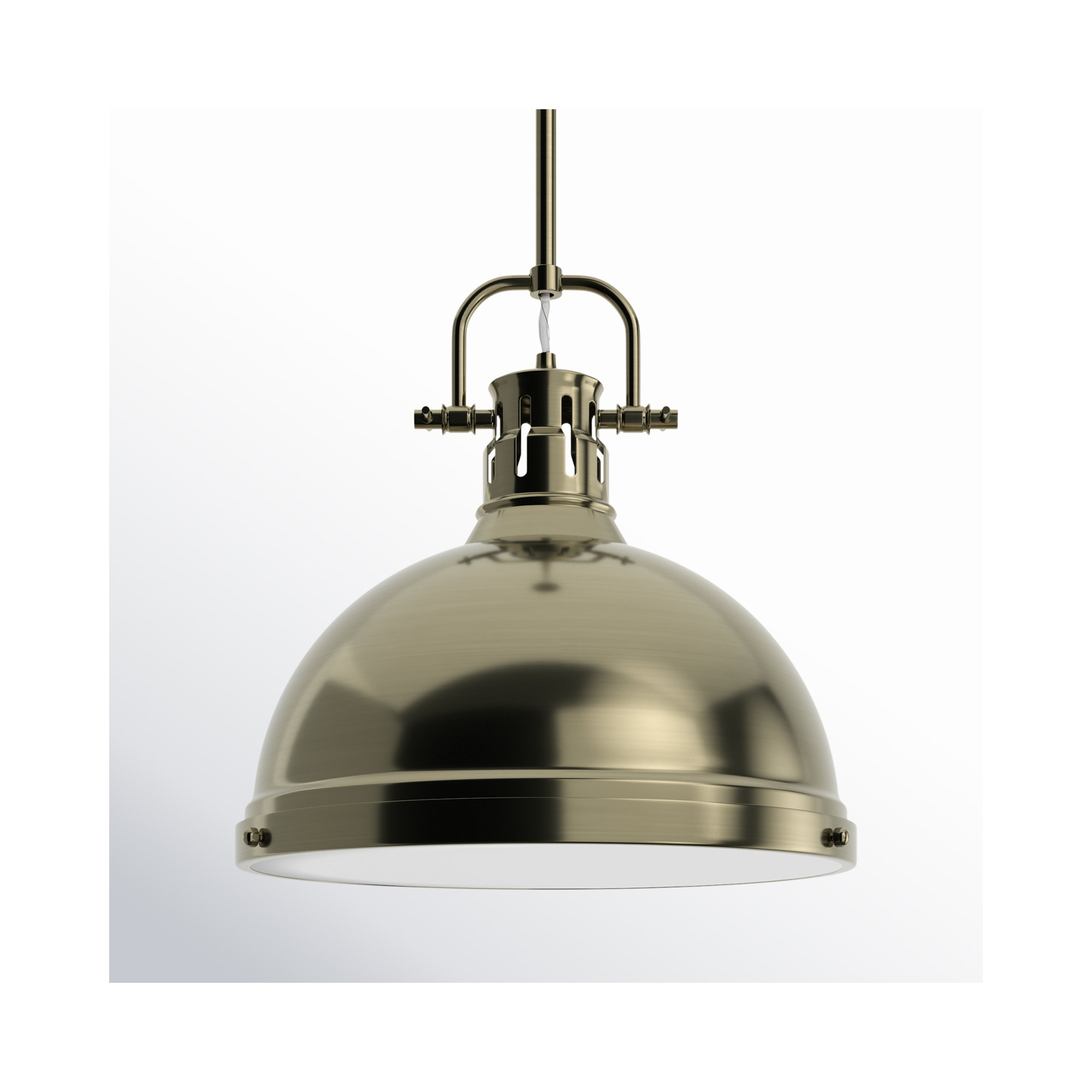 Calico Single Light Steel Dimmable Pendant, Aged Brass, Aged Brass