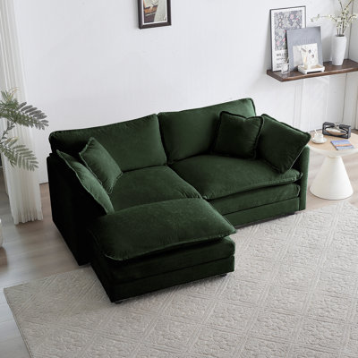 Canapé confortable à deux places avec repose-pieds, idéal pour les petits espaces de vie