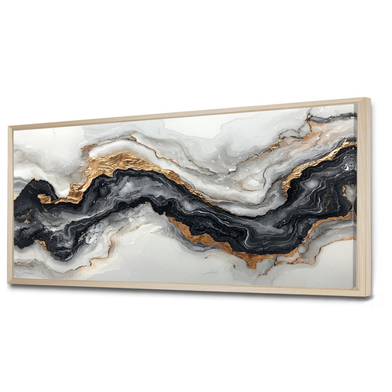 Altom - Abstract Wall Art, H 28 po x l 60 po, Cadre flottant, Crème, crème