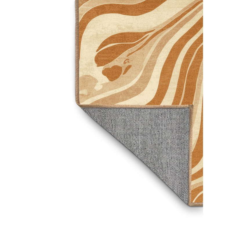 Tapis abstrait éclectique Pittman Hydra lavable à la machine - Brun clair, 2 x 3