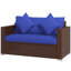 Patio Wicker Loveseat With Cushions, 2-Seat Outdoor Couch Sofa With Throw Pillows-1363919090