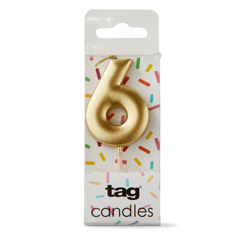 Célébration de fête d'anniversaire à la cire de paraffine dorée à 6 chiffres Metallic, Doré