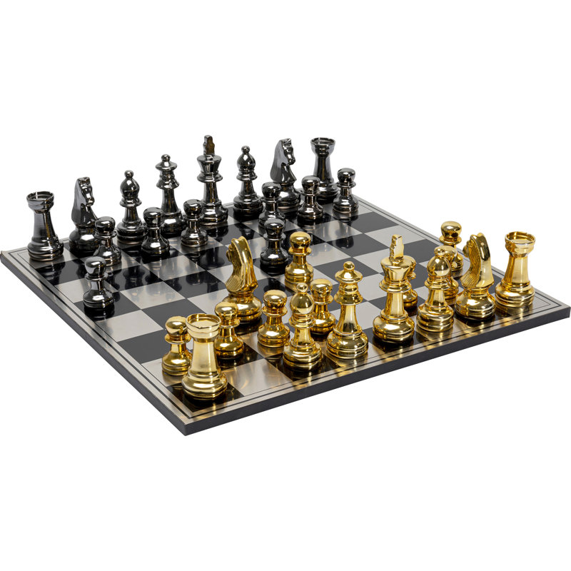 Deco Object Chess Transparent 60x60cm, Gold/Black