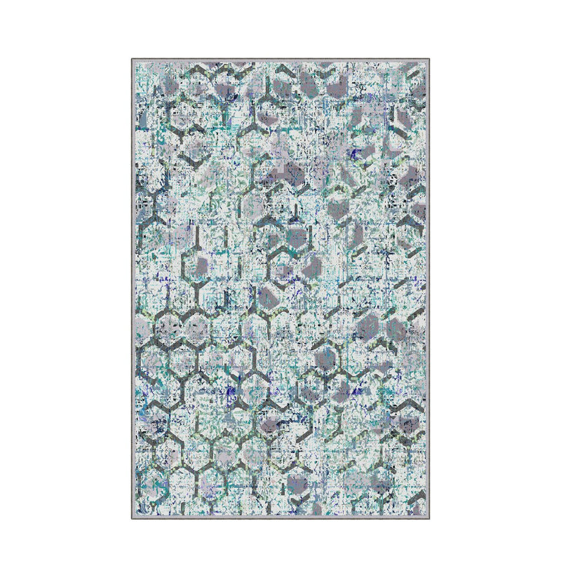 Stylish Woven Carpet (4.6 x 7.2 Feet), 100% Polyester, 0.4 in Pile Height | Antibacterial, Non-Slip Underside, Machine Washable | 3D Digital Print Design | Perfect for Living Room, Bedroom, & Dining Areas
