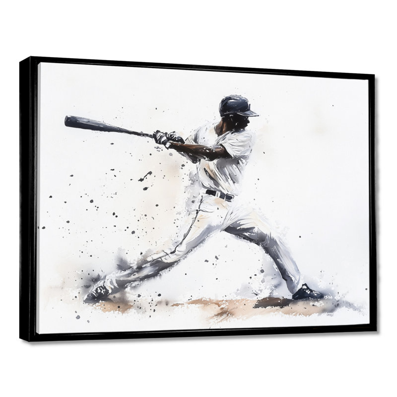 Minimal Baseball Swing I - impression de baseball sport, Noir, H 12 po x l 20 po