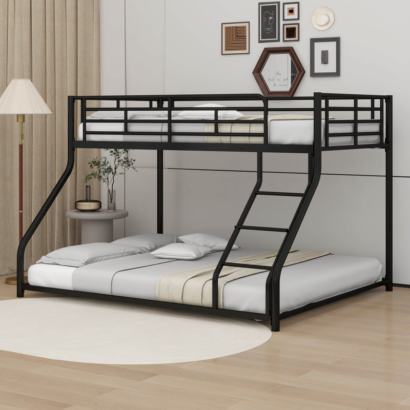 Antanesha Metal Floor Bunk Bed, Black