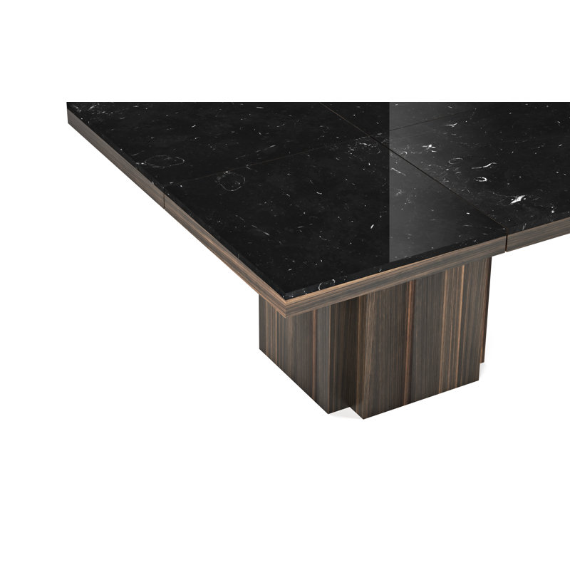 Laubestein Square Marble Top Dining Table, Black Marble / Smoked Eucalyptus