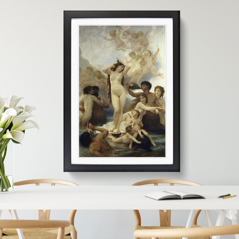 The Birth of Venus by William Adolphe Bouguereau - Picture Frame Painting, Black Framed, 65cm H x 48cm W x 2cm D