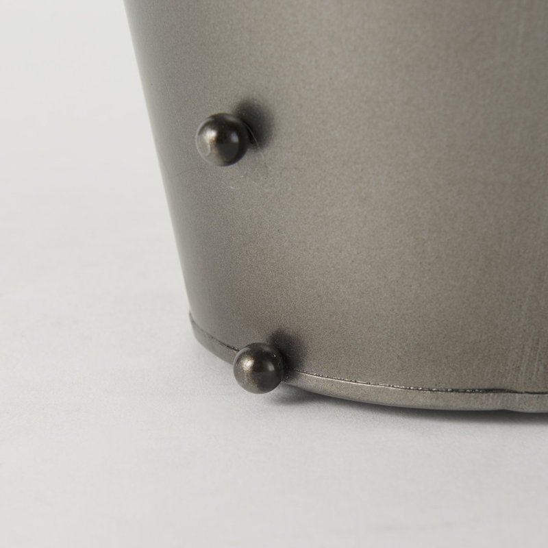 Small Champagne Metal W/Studs Vase, Gray, 9.06" H x 7.09" W x 7.09" D